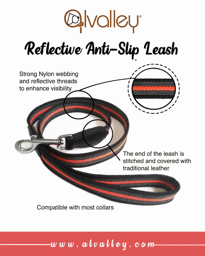 Alvalley Reflective Anti-Slip Snap Leash