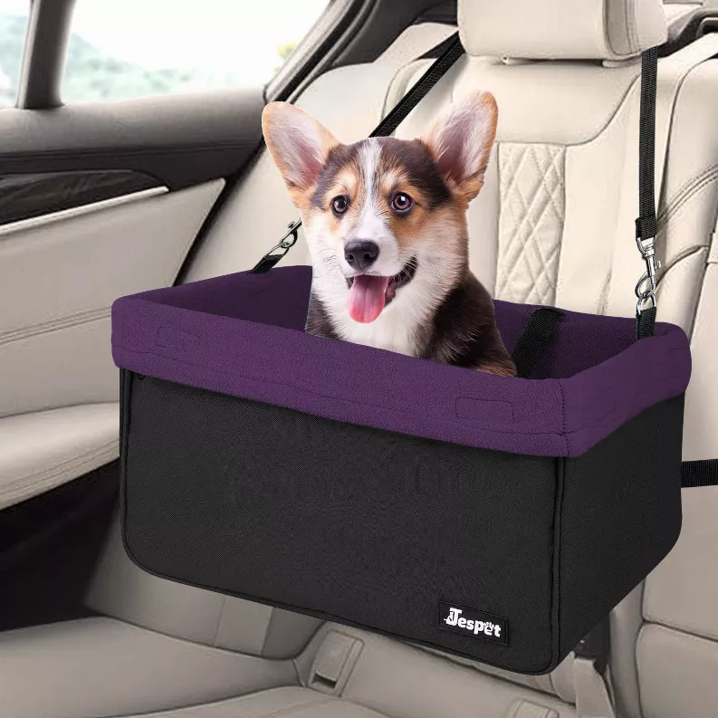 JESPET & GOOPAWS Dog Booster Seats for Cars, Portable Dog Car Seat Travel Carrier with Seat Belt for 24lbs Pets