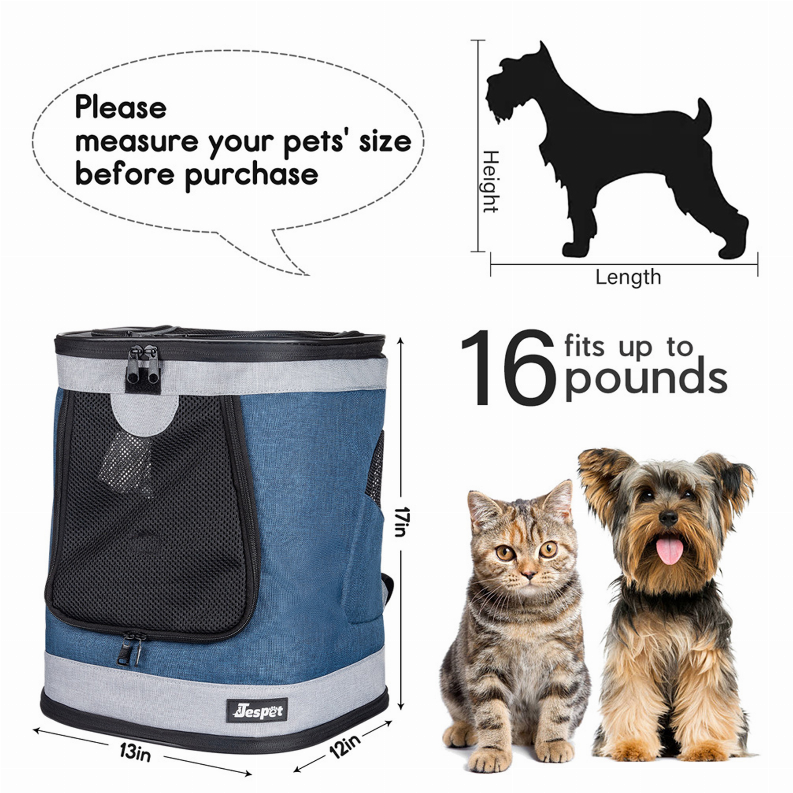 JESPET Pet Backpack Carrier for Small Dog, Puppy, Soft Carrier Backpack Ideal for Traveling, Hiking, Walking and Outdoor Activities with Family