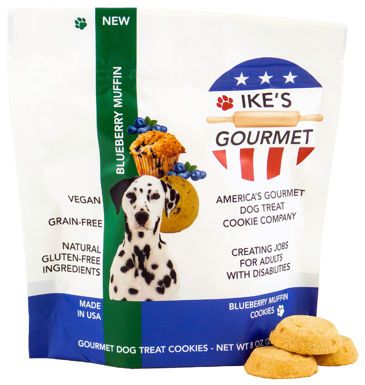 Ike's Gourmet Blueberry Muffin Dog Treat Cookies - Real Fruit Shortbread Cookies Vegan and All-Natural Grain and Gluten Free Made in USA
