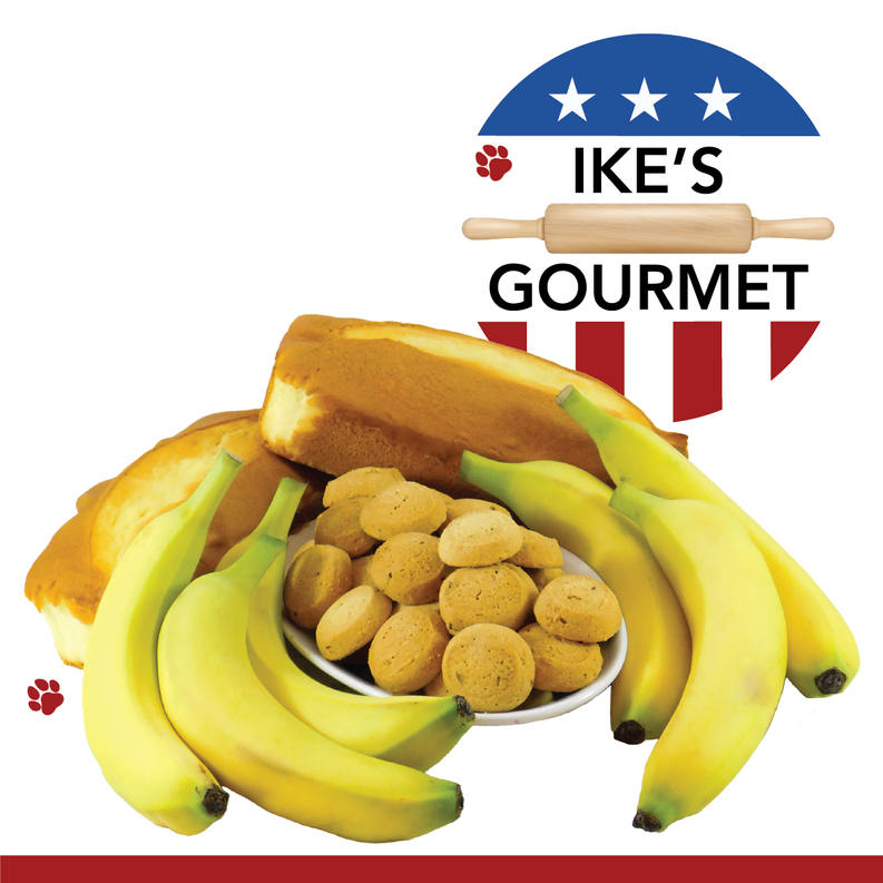 Ike's Gourmet Banana Bread Dog Treat Cookies - Real Fruit Shortbread Cookies Vegan and All-Natural Grain and Gluten Free Made in USA