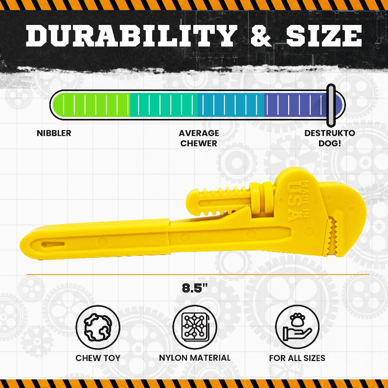 ID Pipe Wrench  Ultra Durable Nylon Dog Chew Toy for Aggressive Chewers