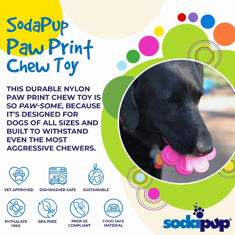 SP Paw Print Ultra Durable Nylon Dog Chew Toy for Aggressive Chewers