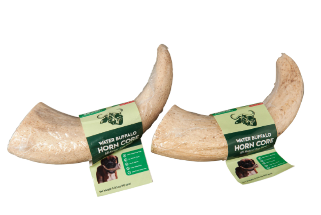 WATER BUFFALO HORN CORE-Horn Inner Part-100% Natural, High Protein, Long-Lasting, Grain-Free, Gluten-Free, Low-Fat, Dog Dental Treats & Chews-2 COUNT-10 oz