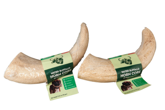 WATER BUFFALO HORN CORE-Horn Inner Part-100% Natural, High Protein, Long-Lasting, Grain-Free, Gluten-Free, Low-Fat, Dog Dental Treats & Chews-2 COUNT-10 oz